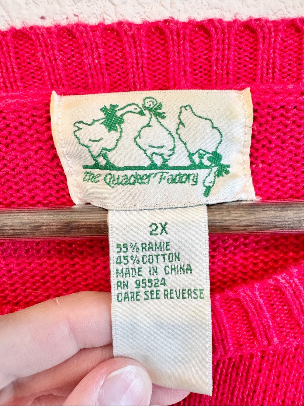 Vintage Americana Cottagecore The Quacker Factory Heart Sweater Red Plus 2X F37 - Picture 4 of 8